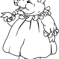 Desenho de Porca com vestido para colorir