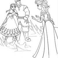 Desenho de Anna, Elsa e Kristoff para colorir