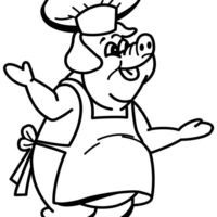 Desenho de Porco cozinheiro para colorir