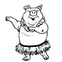 Desenho de Porco dançando ula-ula para colorir