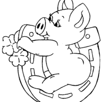 Desenho de Porco e ferradura para colorir