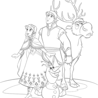 Desenho de Anna, Kristoff e Sven para colorir