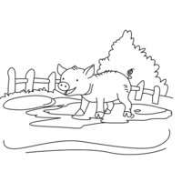 Desenho de Porco na fazendinha para colorir