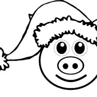 Desenho de Porco no Natal para colorir