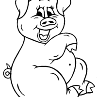 Desenho de Porco sentado para colorir
