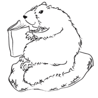 Desenho de Marmota lendo livro para colorir