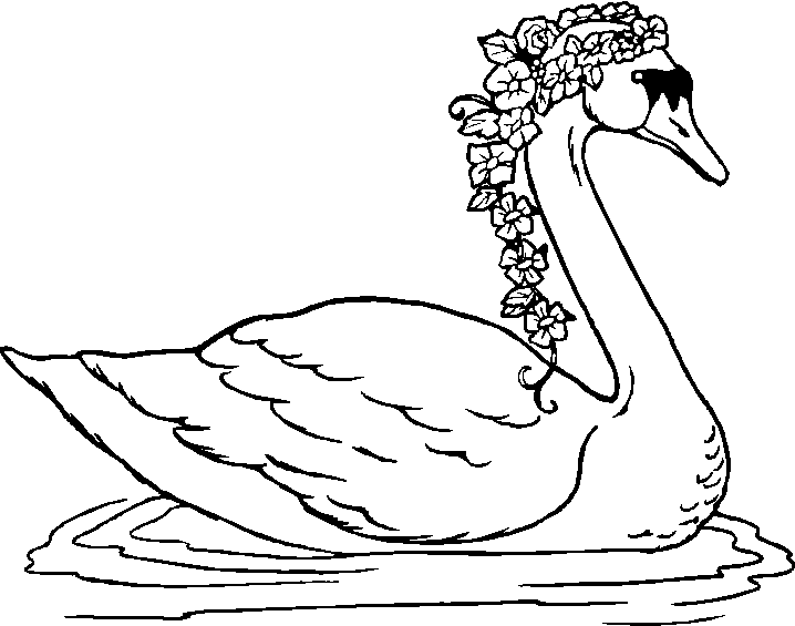 Cisne com coroa de flores