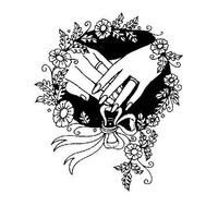 Desenho de Alianças nas mãos dos noivos para colorir