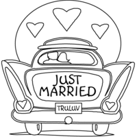 Desenho de Carro dos recém-casados para colorir