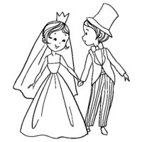 Desenho de Casamento de príncipe e princesa para colorir