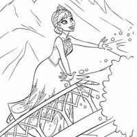 Desenho de Elsa aprendendo a usar poderes para colorir