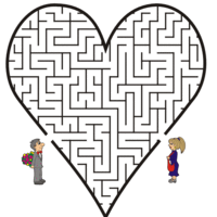 Desenho de Jogo do labirinto - Casamento para colorir