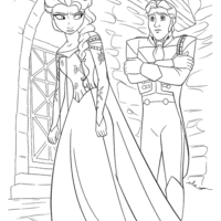 Desenho de Elsa brava com príncipe Hans para colorir