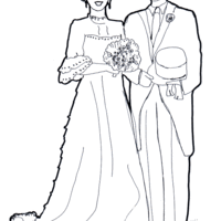 Desenho de Noivos prontos para o casório para colorir