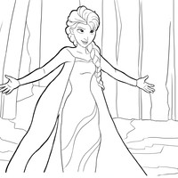 Desenho de Elsa cantando para colorir