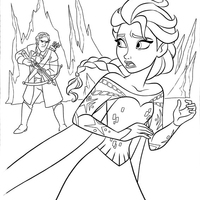 Desenho de Elsa escapando da fúria do povo para colorir