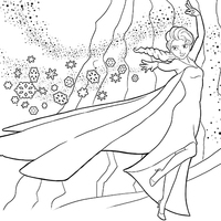 Desenho de Elsa usando seus poderes para colorir