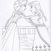 Desenho de Elsa e Anna se reencontrando para colorir