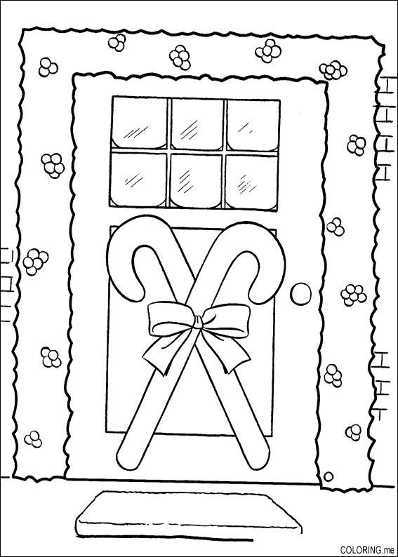 Desenho de Porta com enfeites de Natal para colorir - Tudodesenhos