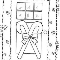 Desenho de Porta com enfeites de Natal para colorir