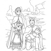 Desenho de Família da Elsa e Anna para colorir