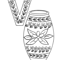 Desenho de Letra V de vaso para colorir