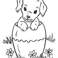 Desenho de Cachorro dentro do vaso para colorir