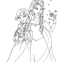Desenho de Filme Frozen - Elsa e Anna para colorir