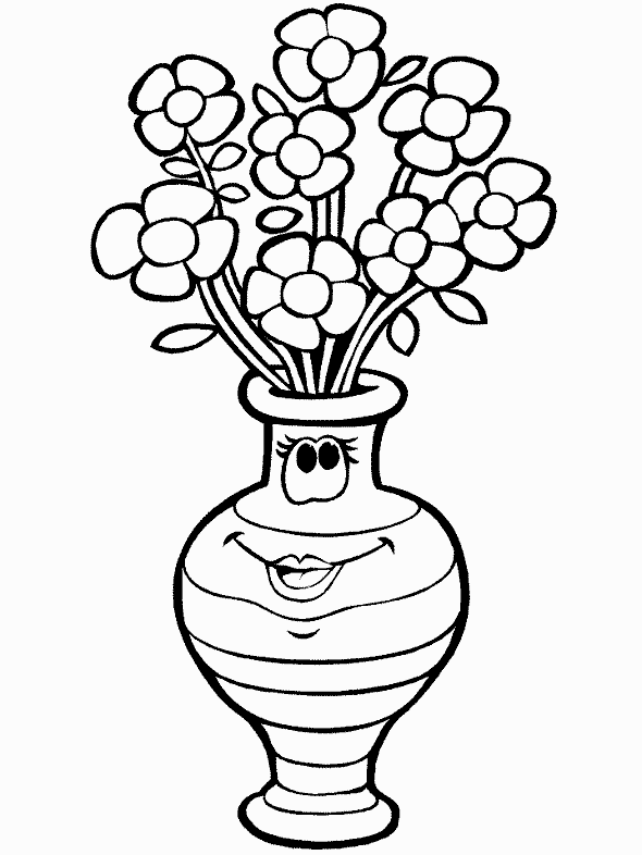 Vaso de Flor Para Colorir - Muitas Flores em Vasos Para Pintar