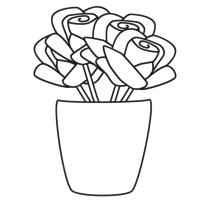 Desenho de Vaso com ramo de rosas para colorir
