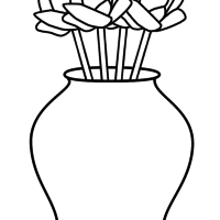 Desenho de Vaso com rosas para colorir