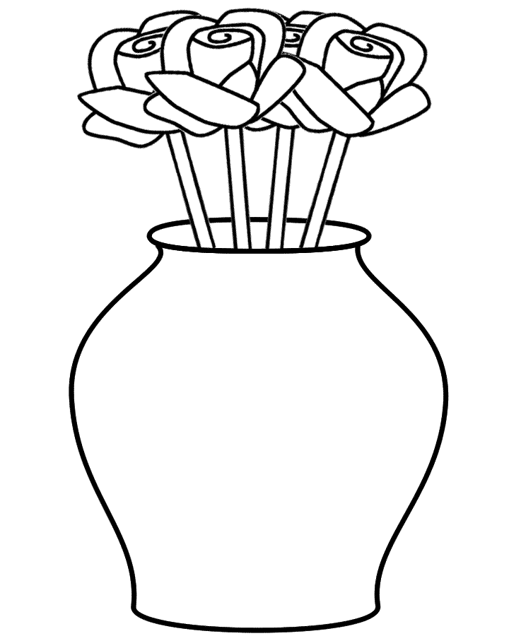 Desenho de Vaso com rosas para colorir - Tudodesenhos