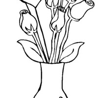 Desenho de Vaso com tulipas para colorir