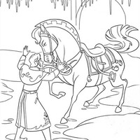 Desenho de Hans e seu amigo cavalo para colorir