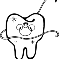 Desenho de Dente e fio dental para colorir
