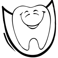 Desenho de Dente e sorriso para colorir