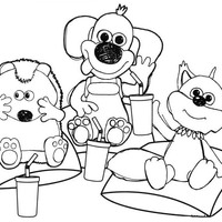 Desenho de Apricot, Mittens e Ruffy para colorir