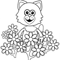 Desenho de Mittens de Timmy e seus amigos no jardim para colorir