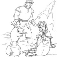 Desenho de Kristoff e Olaf ajudando irmã da Elsa para colorir