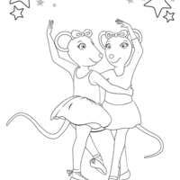 Desenho de Alice e Angelina Ballerina dançando para colorir