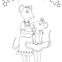 Desenho de Angelina Ballerina e Senhora Mouseting para colorir