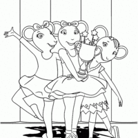 Desenho de Angelina Ballerina e suas amigas para colorir