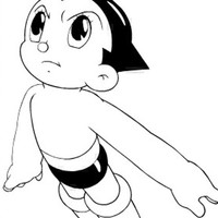 Desenho de Astro Boy durante voo para colorir