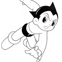 Desenho de Astro Boy usando seus superpoderes para colorir