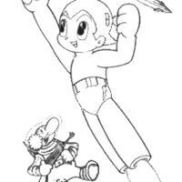 Desenho de Astro Boy em ação para colorir
