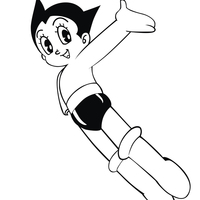 Desenho de Astro Boy voando para colorir