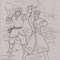 Desenho de Kristoff enfrentando Hans para colorir