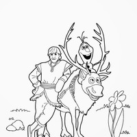 Desenho de Kristoff, Sven e Olaf para colorir