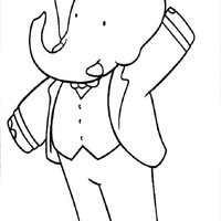 Desenho de Babar dando oi para colorir