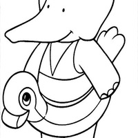 Desenho de Babar na praia para colorir